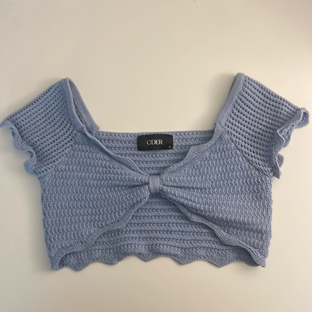 blue crochet crop top